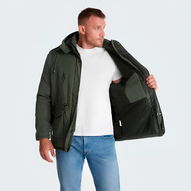 Frosty | Tactische Jas met Capuchon, Fleecevoering en Zakjes