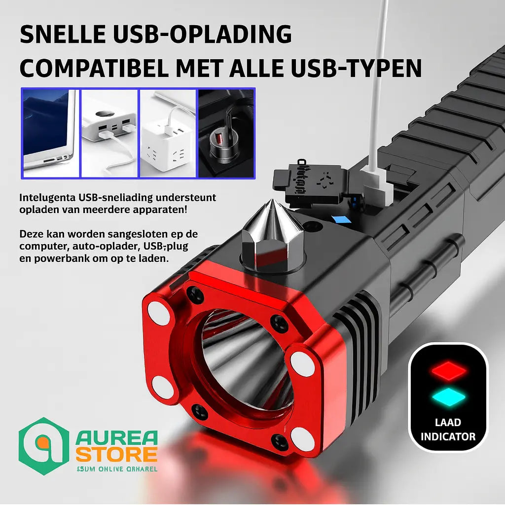 LightingPro  Militaire Tactische Zaklamp 4 IN 1