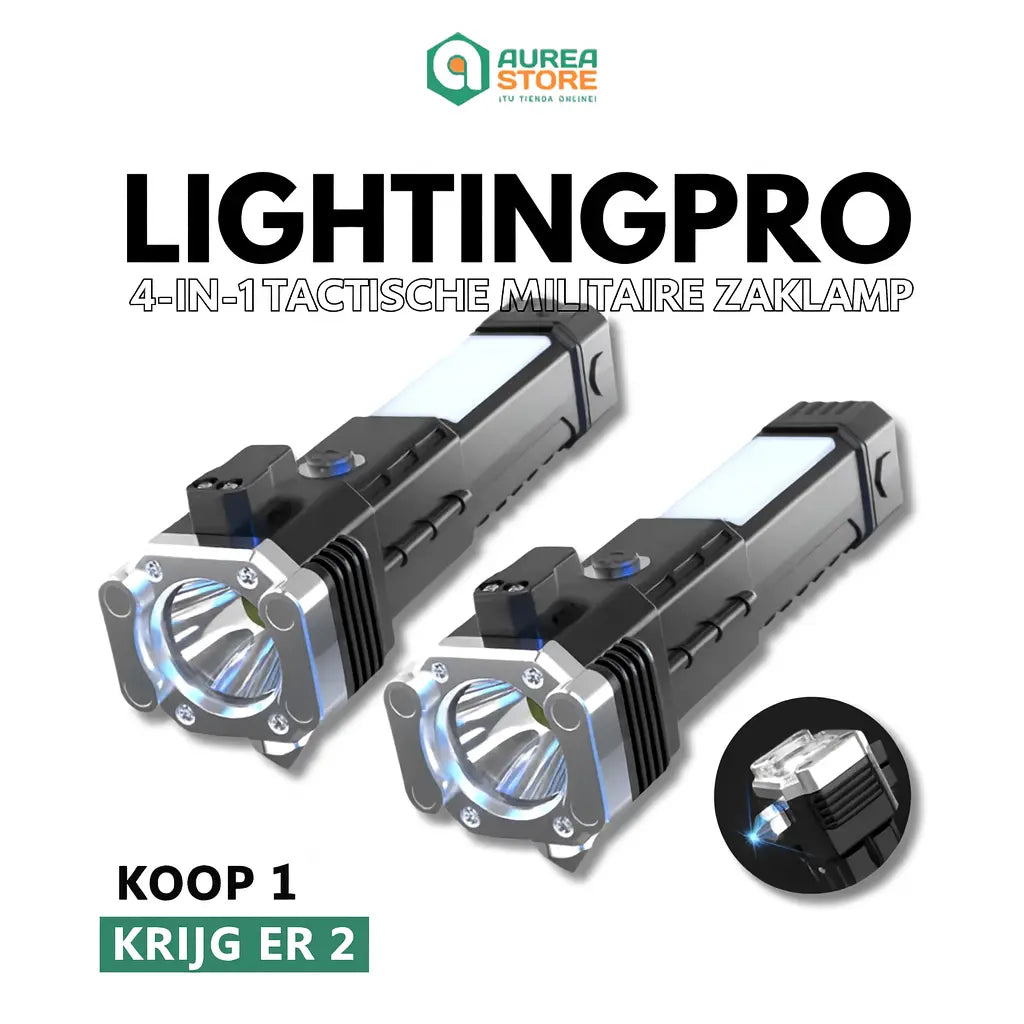 LightingPro  Militaire Tactische Zaklamp 4 IN 1