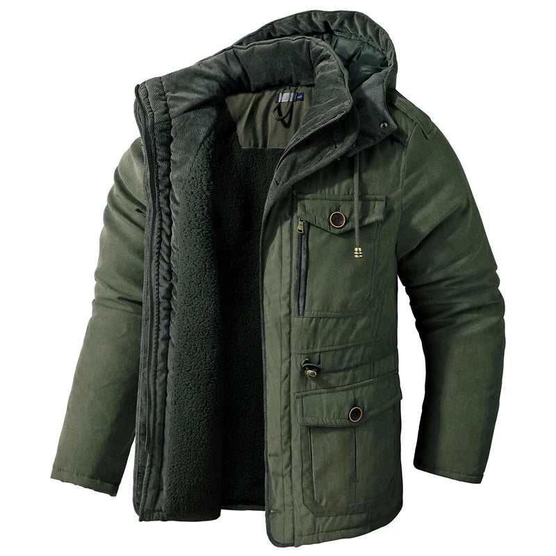 Frosty | Tactische Jas met Capuchon, Fleecevoering en Zakjes