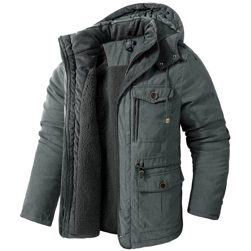 Frosty | Tactische Jas met Capuchon, Fleecevoering en Zakjes