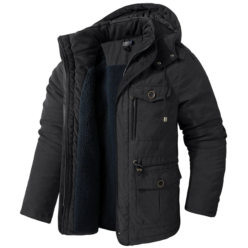 Frosty | Tactische Jas met Capuchon, Fleecevoering en Zakjes