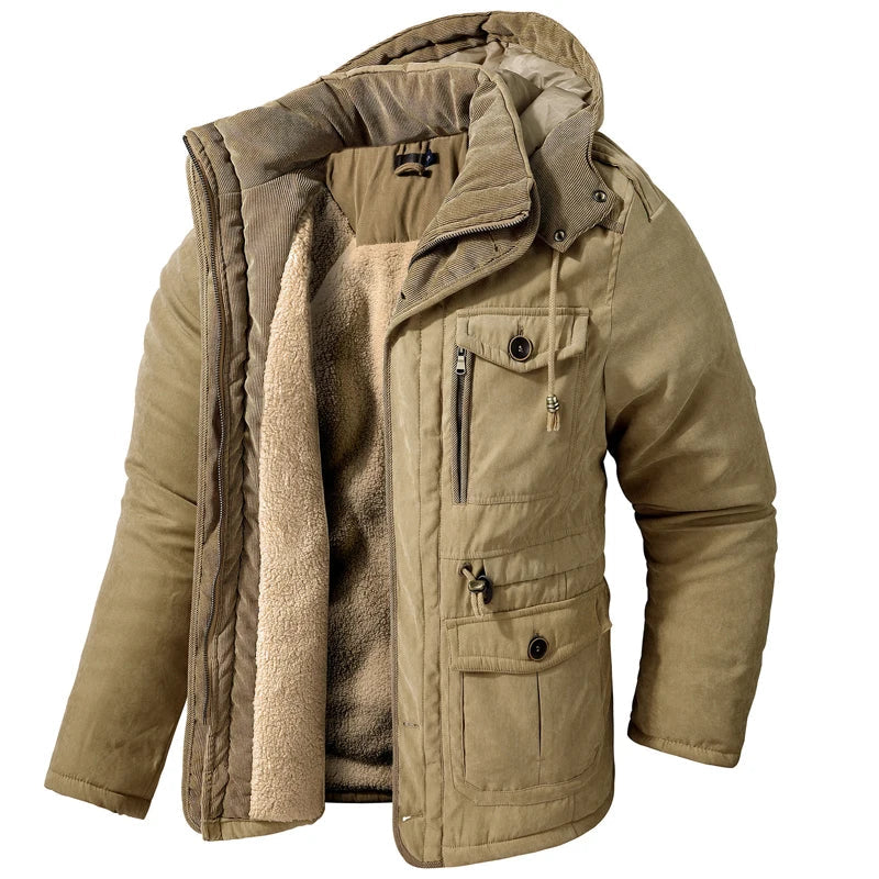 Frosty | Tactische Jas met Capuchon, Fleecevoering en Zakjes