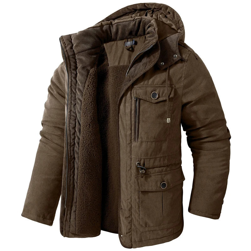 Frosty | Tactische Jas met Capuchon, Fleecevoering en Zakjes