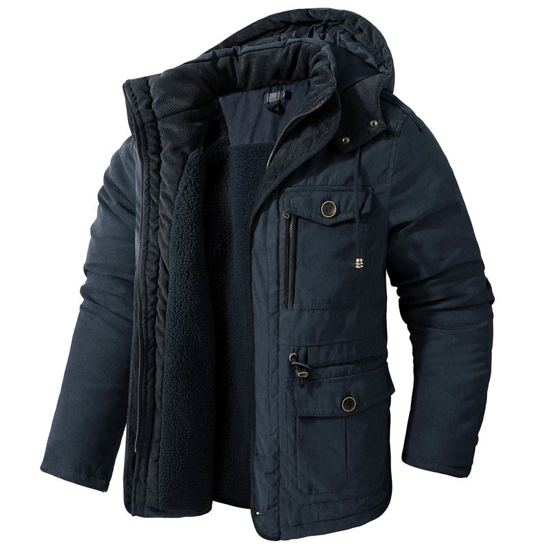 Frosty | Tactische Jas met Capuchon, Fleecevoering en Zakjes