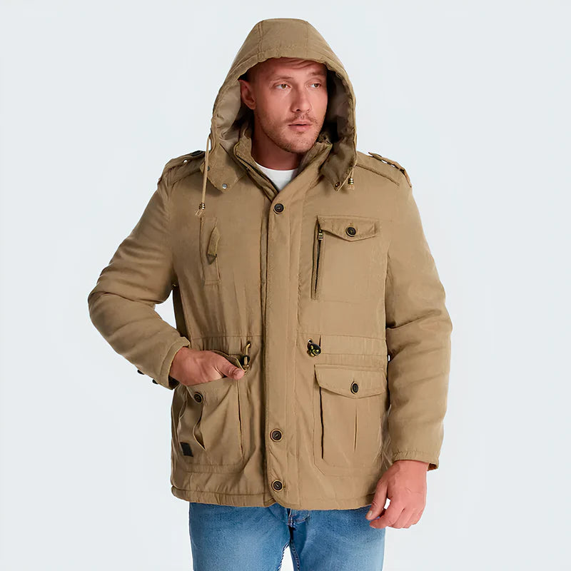 Frosty | Tactische Jas met Capuchon, Fleecevoering en Zakjes