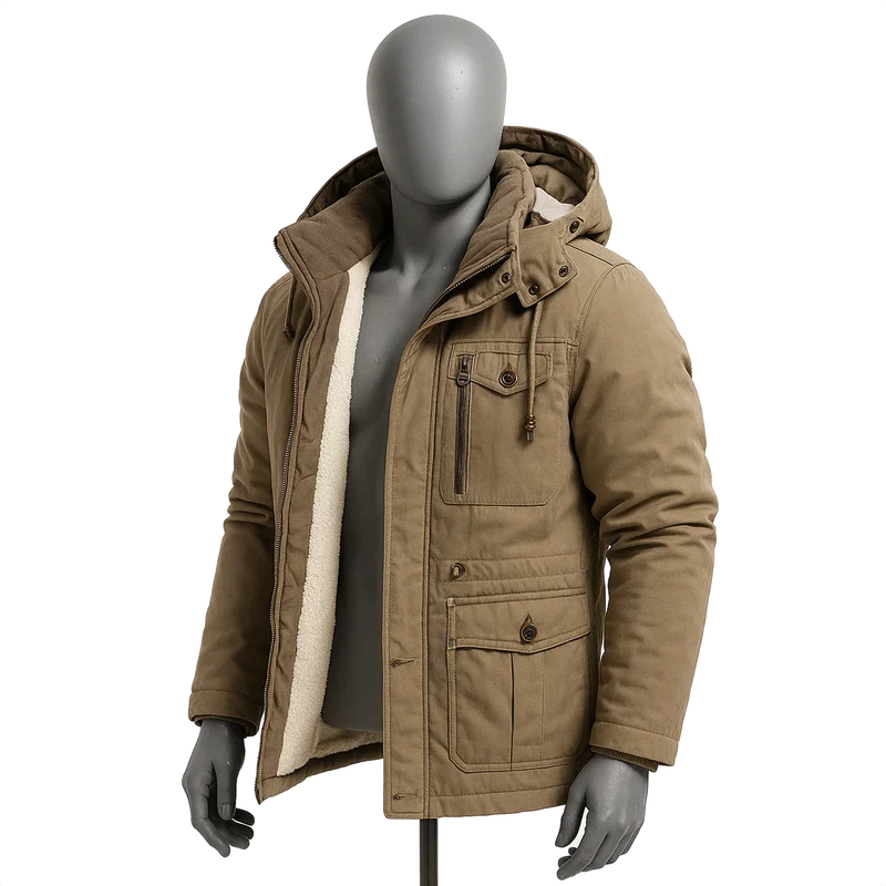 Frosty | Tactische Jas met Capuchon, Fleecevoering en Zakjes