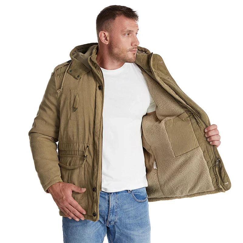 Frosty | Tactische Jas met Capuchon, Fleecevoering en Zakjes